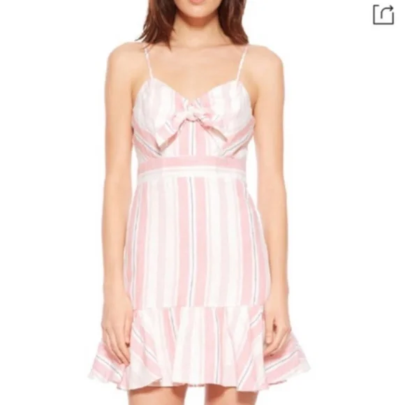 knee length dresses for ladies Pink Multi Stripe Cotton Sleeveless Midi Dress - All Dresses